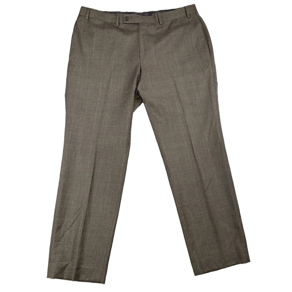 Ralph Lauren Men's Plaid Print Wool Blend Brown Dress Pants Sz 38 (37) Career